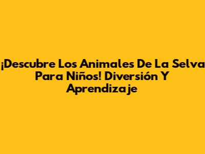 ¡Descubre Los Animales De La Selva Para Niños! Diversión Y Aprendizaje