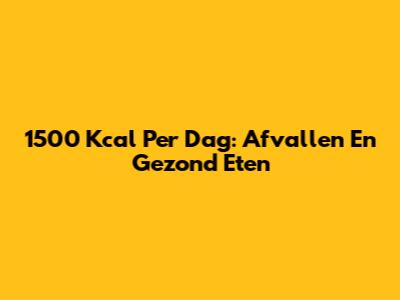 1500 Kcal Per Dag: Afvallen En Gezond Eten