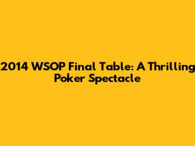 2014 WSOP Final Table: A Thrilling Poker Spectacle