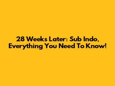 28 Weeks Later: Sub Indo, Everything You Need To Know!