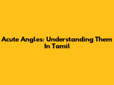 Acute Angles: Understanding Them In Tamil