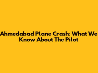 Ahmedabad Plane Crash: What We Know About The Pilot