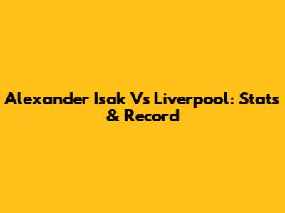 Alexander Isak Vs Liverpool: Stats & Record