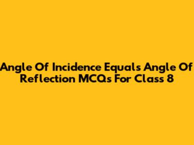 Angle Of Incidence Equals Angle Of Reflection MCQs For Class 8