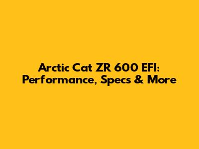 Arctic Cat ZR 600 EFI: Performance, Specs & More