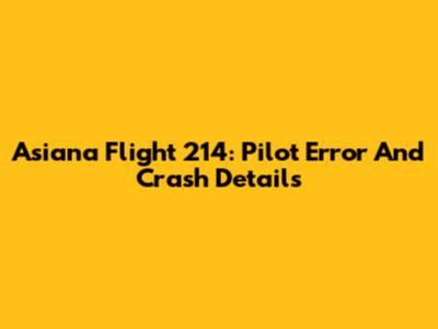 Asiana Flight 214: Pilot Error And Crash Details