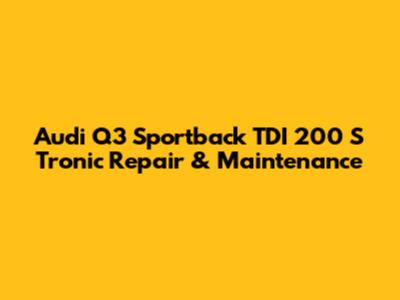 Audi Q3 Sportback TDI 200 S Tronic Repair & Maintenance