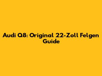 Audi Q8: Original 22-Zoll Felgen Guide