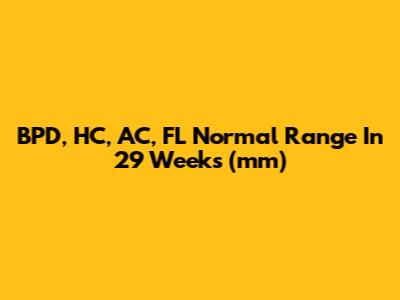 BPD, HC, AC, FL Normal Range In 29 Weeks (mm)