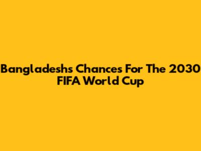 Bangladesh's Chances For The 2030 FIFA World Cup