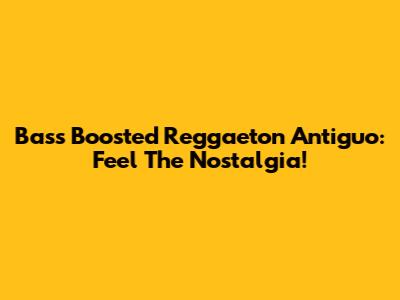 Bass Boosted Reggaeton Antiguo: Feel The Nostalgia!