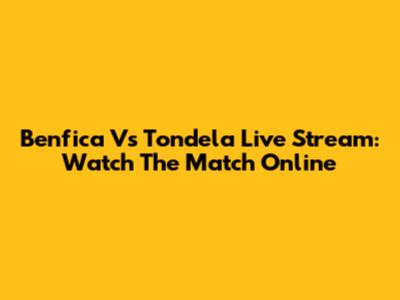 Benfica Vs Tondela Live Stream: Watch The Match Online