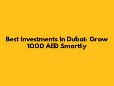 Best Investments In Dubai: Grow 1000 AED Smartly