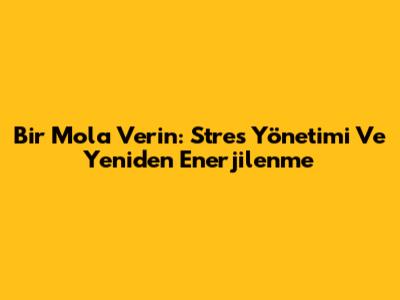 Bir Mola Verin: Stres Yönetimi Ve Yeniden Enerjilenme