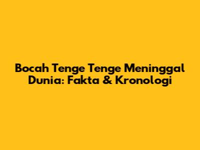 Bocah Tenge Tenge Meninggal Dunia: Fakta & Kronologi