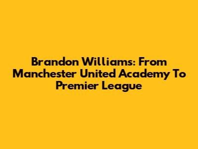 Brandon Williams: From Manchester United Academy To Premier League