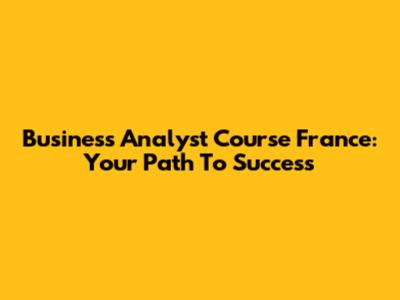 Business Analyst Course France: Your Path To Success