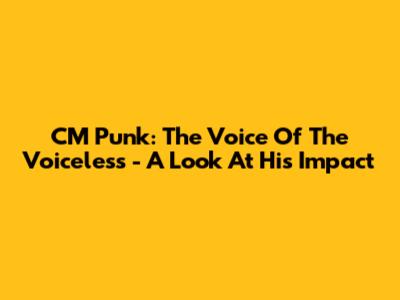 CM Punk: The Voice Of The Voiceless - A Look At His Impact