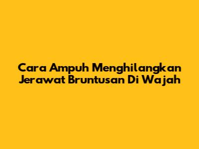 Cara Ampuh Menghilangkan Jerawat Bruntusan Di Wajah