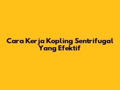 Cara Kerja Kopling Sentrifugal Yang Efektif