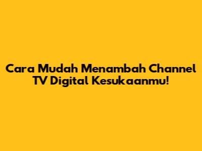 Cara Mudah Menambah Channel TV Digital Kesukaanmu!