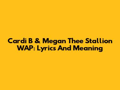 Cardi B & Megan Thee Stallion WAP: Lyrics And Meaning