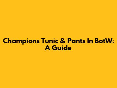 Champion's Tunic & Pants In BotW: A Guide