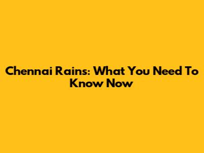 Chennai Rains: What You Need To Know Now