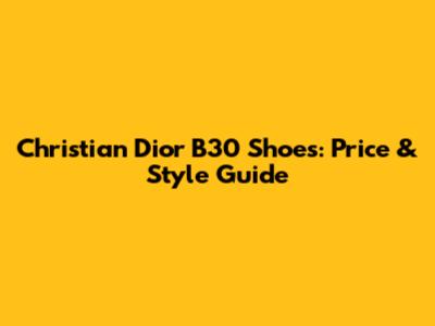 Christian Dior B30 Shoes: Price & Style Guide
