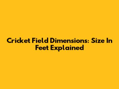 Cricket Field Dimensions: Size In Feet Explained