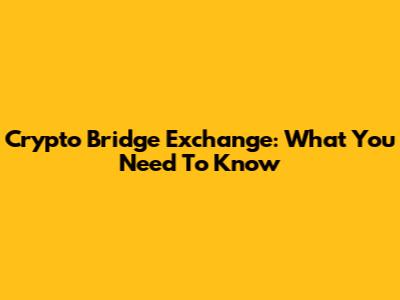 Crypto Bridge Exchange: What You Need To Know