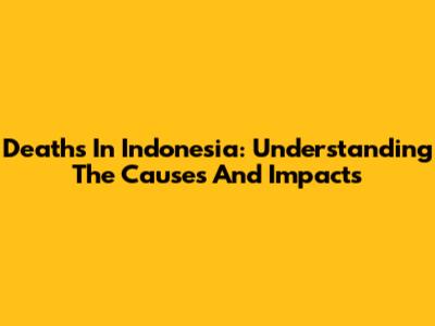 Deaths In Indonesia: Understanding The Causes And Impacts