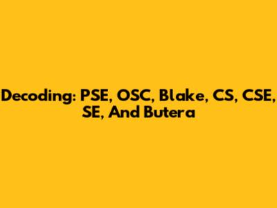 Decoding: PSE, OSC, Blake, CS, CSE, SE, And Butera
