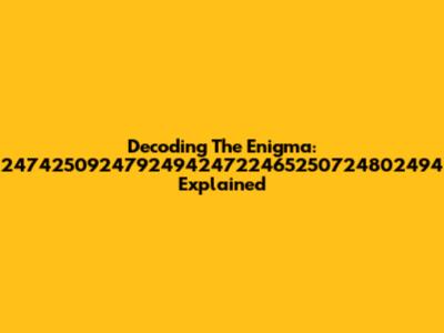 Decoding The Enigma: 247425092479249424722465250724802494 Explained