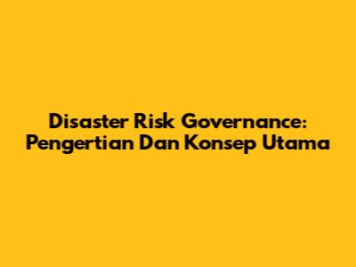 Disaster Risk Governance: Pengertian Dan Konsep Utama
