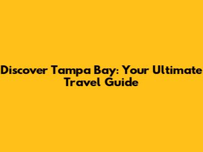 Discover Tampa Bay: Your Ultimate Travel Guide