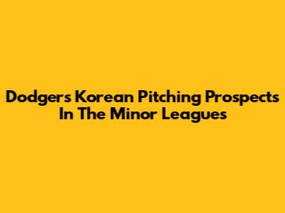 Dodgers' Korean Pitching Prospects In The Minor Leagues