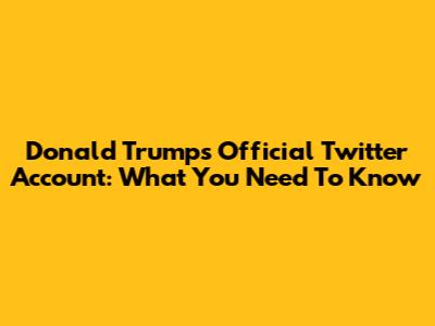 Donald Trump's Official Twitter Account: What You Need To Know