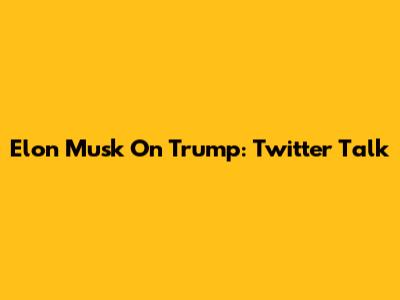 Elon Musk On Trump: Twitter Talk