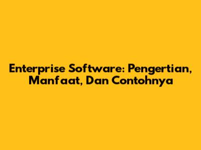 Enterprise Software: Pengertian, Manfaat, Dan Contohnya