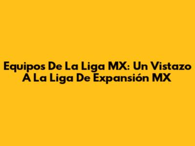 Equipos De La Liga MX: Un Vistazo A La Liga De Expansión MX
