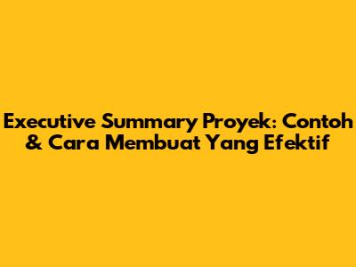 Executive Summary Proyek: Contoh & Cara Membuat Yang Efektif