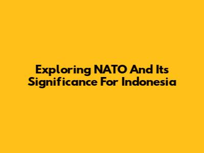 Exploring NATO And Its Significance For Indonesia