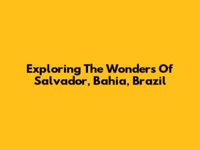 Exploring The Wonders Of Salvador, Bahia, Brazil