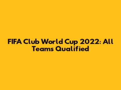 FIFA Club World Cup 2022: All Teams Qualified
