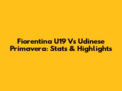 Fiorentina U19 Vs Udinese Primavera: Stats & Highlights