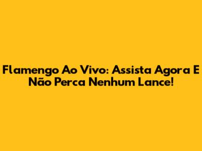 Flamengo Ao Vivo: Assista Agora E Não Perca Nenhum Lance!