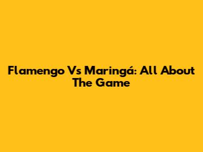 Flamengo Vs Maringá: All About The Game