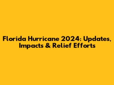 Florida Hurricane 2024: Updates, Impacts & Relief Efforts