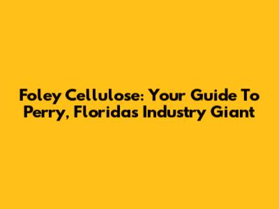 Foley Cellulose: Your Guide To Perry, Florida's Industry Giant
